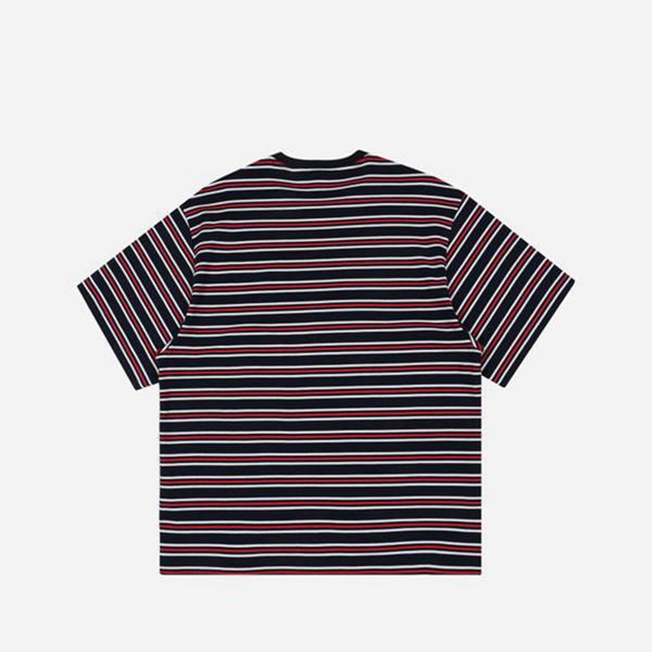 Fila Line 3 Striped S/S Men's T-Shirts - Navy,NZ 638-54618